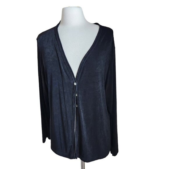 Lane Bryant Slinky Cardigan Black Sz 18 20 Knit Stretchy LIQUID Knit - Picture 11 of 11